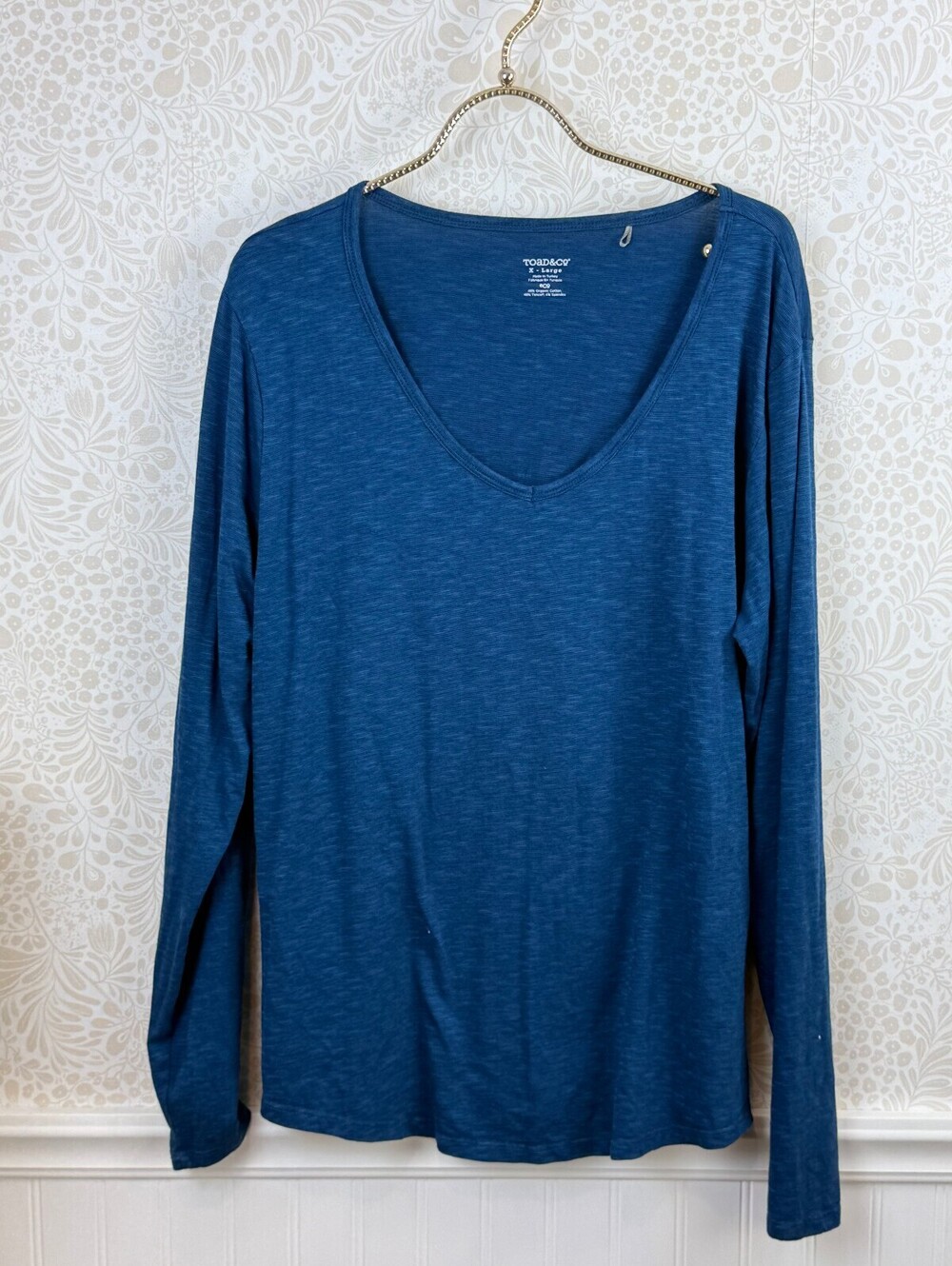 Toad&Co Women's Heathered Blue Marley Tencel Long Sleeve V-Neck Tee - Size - XL - Picture 2 of 7